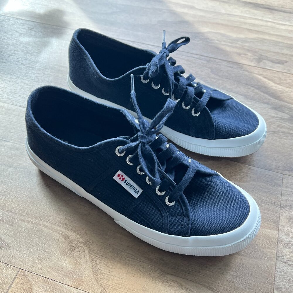 Superga Cotu Sneakers, Navy w/ Silver, Size 41 (US 8)